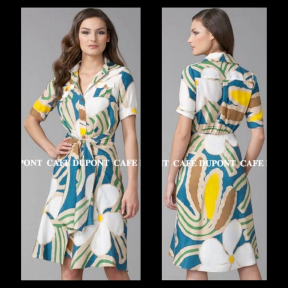 New Diane von Furstenberg Huahine runway resort silk floral hibiscus tie dress